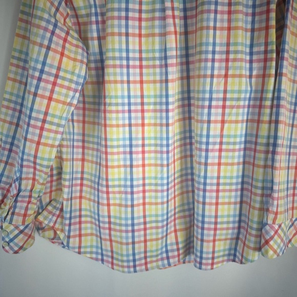 Talbots Sz:1X Multicolor Pastel
Plaid Long Sleeve Blouse Shirt Top - Picture 12 of 13